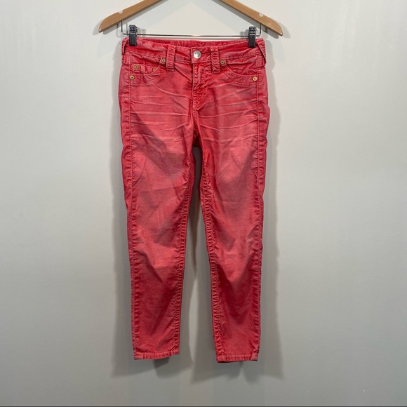 True Religion Straight Leg Low Rise Red Jeans Size 25 - Picture 1 of 9
